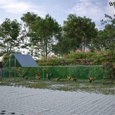 26'Lx6.7'Wx6.6ft Galvanized Large Metal Walk in Chicken Coop Cage Hen House