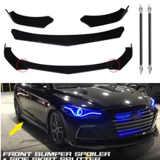 For Hyundai Front Bumper Lips Spoiler Splitter+Strut Rods Glossy Black Body Kits