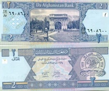 AFGHANISTAN 2 AFGHANI 2002 CURRENCY TALIBAN MONEY NOTE UNC BILL CASH 