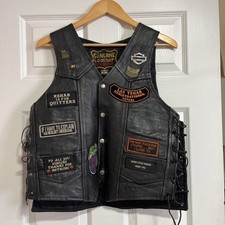 Vintage genuine leather by manzoor motorcycle patch vest size 38