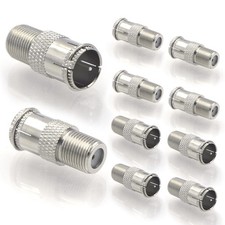 VCE Coaxial Cable Quick Connector, Push On Male 10-Pack, Nickel-Plated