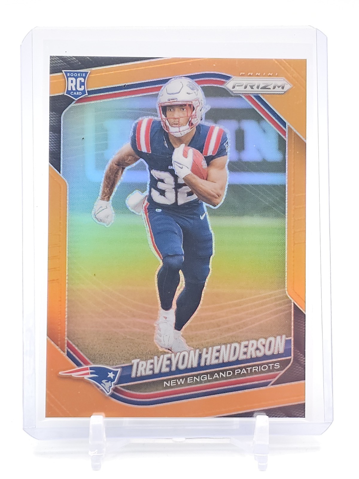 TREVEYON HENDERSON 2025 PRIZM ORANGE ROOKIE /249 #343 PATRIOTS FOOTBALL Q0785