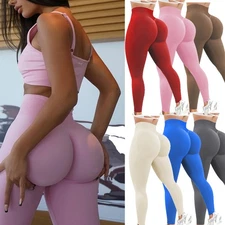 Womens Scrunch Butt Lifting Leggings Impact Gym Workout Leggings Mid Low Waist