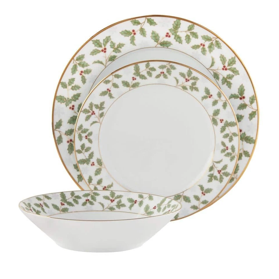 Noritake 瓷器餐具套装 Service-4 Holly And Berry 金色 12 件(白色) — 第 3/4 张图片