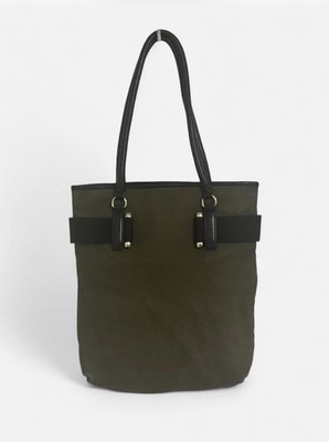 Talbot Khaki Green Canvas Leather Trim Tote Shoulder Bag