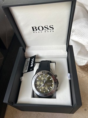 Hugo BOSS 1513967 Herrenuhr Admiral Grün Schwarzes Silikonarmband Quarzuhr 45mm