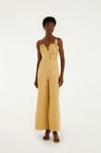 NWT AUTH FARM RIO Sand 3d Flowers Premium Linen Jumpsuit Sz EXTRA SMALL XS — photo 1