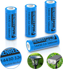 14430 3.2v Rechargeable Solar Batteries, 500mAh LiFePO4 Lithium Phosphate Batter