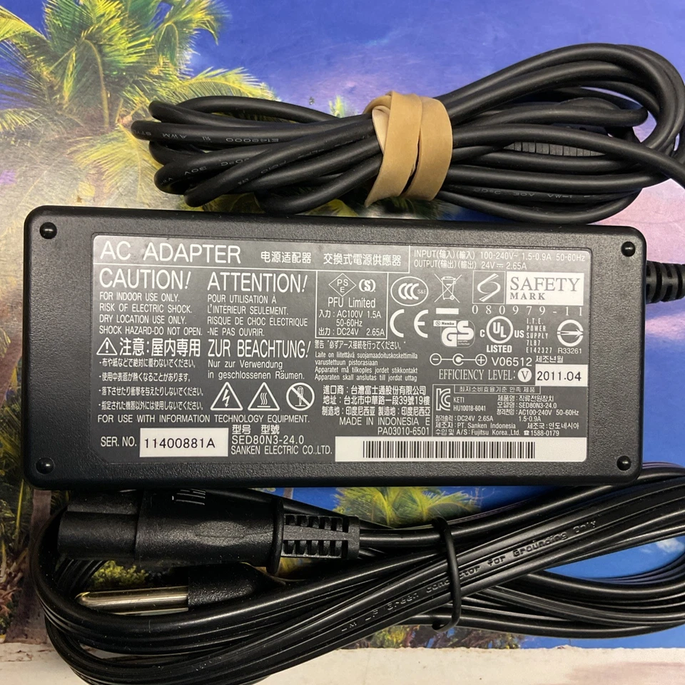 GENUINO SANKEN para Fujitsu Cargador Portátil Adaptador de CA SED80N3-24.0 64W 24V 2.65A Foto 2 de 4