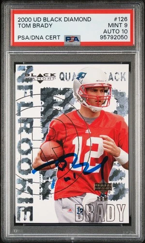 2000 UPPER DECK BLACK DIAMOND #126 TOM BRADY ROOKIE RC PSA 9 AUTO 10