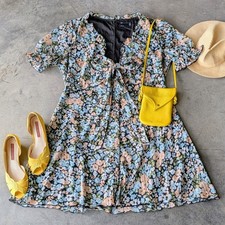 ASOS Design Curve Floral Ruffle Tie Front Mini Dress size 16