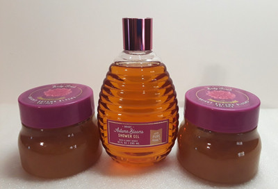 Bath Body Works Bright Autumn Blooms Pure Honey Shower Gel & SEALED Scrub 3pc