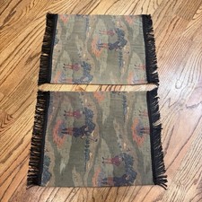 Set of 2 Vintage Golf Tapestry Placemats Frin...