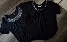 Plus Size 2X 3X Black Holiday Dressy Top LOT Size 22 24W  Silver Detail Gitano