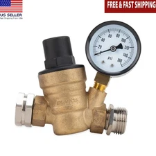 Adjustable Water Pressure Regulator Lead-Free Brass RV Marine Appliances 45 PSI