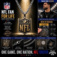 NFL Logo Shield Bronze Pendant Necklace 22 Chain NFL Fan Jewelry New In Bag