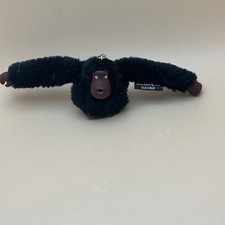 Kipling Davina Black Furry Monkey Keychain Plush Bag Charm Ape Gorilla 6  