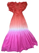 Young Fabulous & Broke Sunsent Ombre Open Back Maxi Dress Large Coral Vacation
