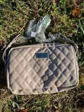 Belle Russo Quilted Crossbody Bag Taupe Faux Leather Women’s Shoulder Purse