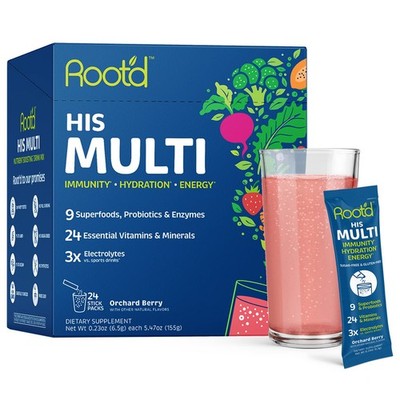 Root'd Multivitamin Powder with 3X Electrolytes for Men - 24 Vitamins & Miner...