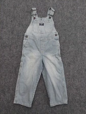 Osh Kosh B'gosh Bib Overalls Kid 4T Blue Hickory Striped Denim Vestbak Conductor