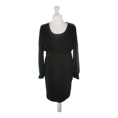 Mamalicious Black Maternity Cocktail Dress UK 14 16 Beaded Detail Sheer Sleeve