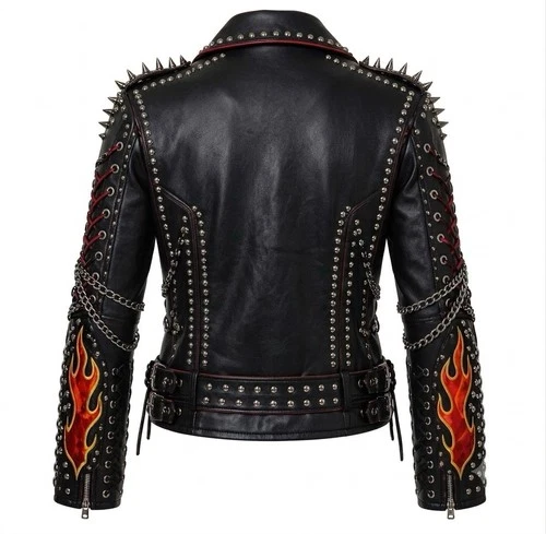 Vintage L.A. Roxx Studded Leather Motorcycle Jacket XL USA Hollywood Punk Rock image 2