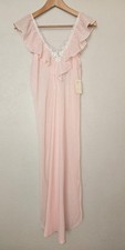 NWT Vintage Fantasies Morgan Taylor Ruffled Chiffon Negligee Nightgown S Pink