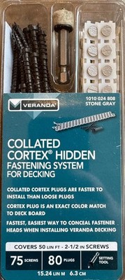 Collated Cortex Hidden Fastening System for Veranda Decking 2-1/2'' Stone Gray