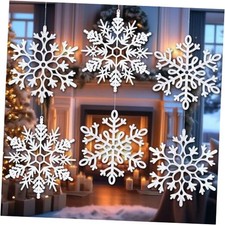 8Pcs Large White Snowflake Ornaments, 12''Big Plastic Christmas Ornaments,