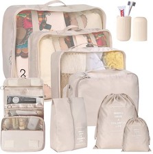 UK 9pcs Packing Cubes Luggage Storage Organiser Travel Compression Suitcase Bags