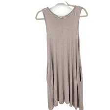 Toad & Co Women Size Medium Dress Tank Daisy Ribbed Stretch Red Striped Swing