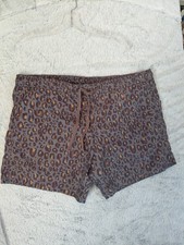 H&M Men's SWIM BOARD SHORTS Size L CHEETAH LEOPARD ANIMAL PRINT DRAWSTRING