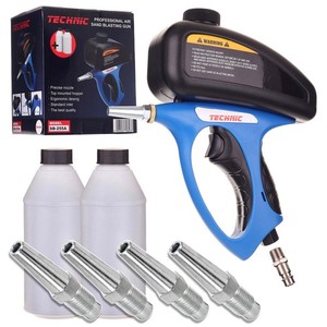 Oumefar Sandstrahler Set – Mit 4 Düsen (6 Mm & 5 Mm), Alu-Griff, Für Reinigung, Entrosten & Polieren, Bis 120 Psi