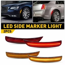 Clear LED Front Rear Side Marker Light Set For 2015-23 Chrysler 300 300C 300S EA
