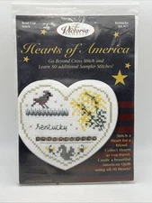 The Victoria Sampler HEARTS OF AMERICA Bead Cup/Cross Stitch Kit KENTUCKY