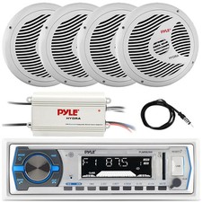 4x 6.5" Marine Speakers, 4-Channel Amplifier, Pyle USB Bluetooth Radio, Antenna