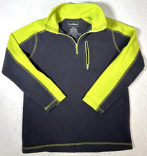LL Bean Kids Large 6X-7 Pullover Top 1/4 Zip Fleece Sweatshirt Gray Yellow Boys