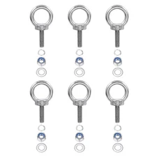 6Pcs M6 x 20mm 304 Stainless Steel Lifting Shoulder Eye Bolt with Nuts Washers