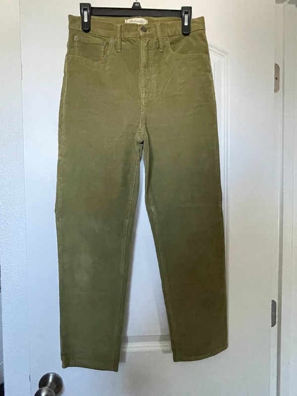 EUC Madewell Classic Straight Jeans Corduroy Edition Olive Green Size 27