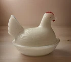 Vintage Milk Glass Hen On Nest From of The Many Makers Candy Dish Farmhouse Deco