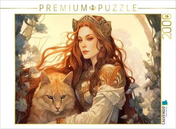 Calvendo Puzzle Celtic Princess With Cat | 2000 Pieces, Finished Size 35.4 × 26.-image