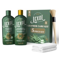 Lexol All Leather Care Kit - 5-Piece Natural Leather Cleaner  Conditioner wi...
