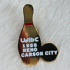Vtg 1988 Reno Carson City WIBC Womens Bowling Gold Tone Lapel Pin