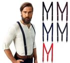 MENS 3CM WIDE ADJUSTABLE SUSPENDERS WITH 3 CLIPS SOLID COLOR