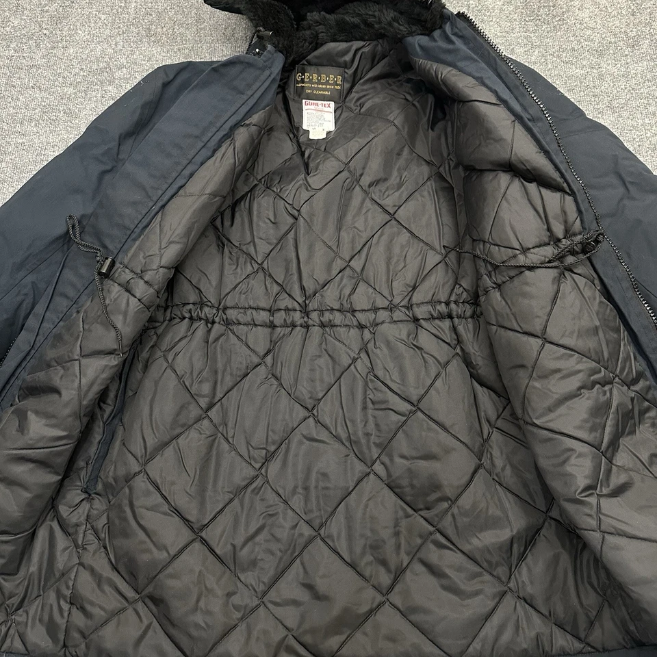 Chaqueta Parka GERBER Para Hombres Gore-Tex Azul Cremallera Completa Piel Hecha en EE. UU. Talla 44R Foto 4 de 4