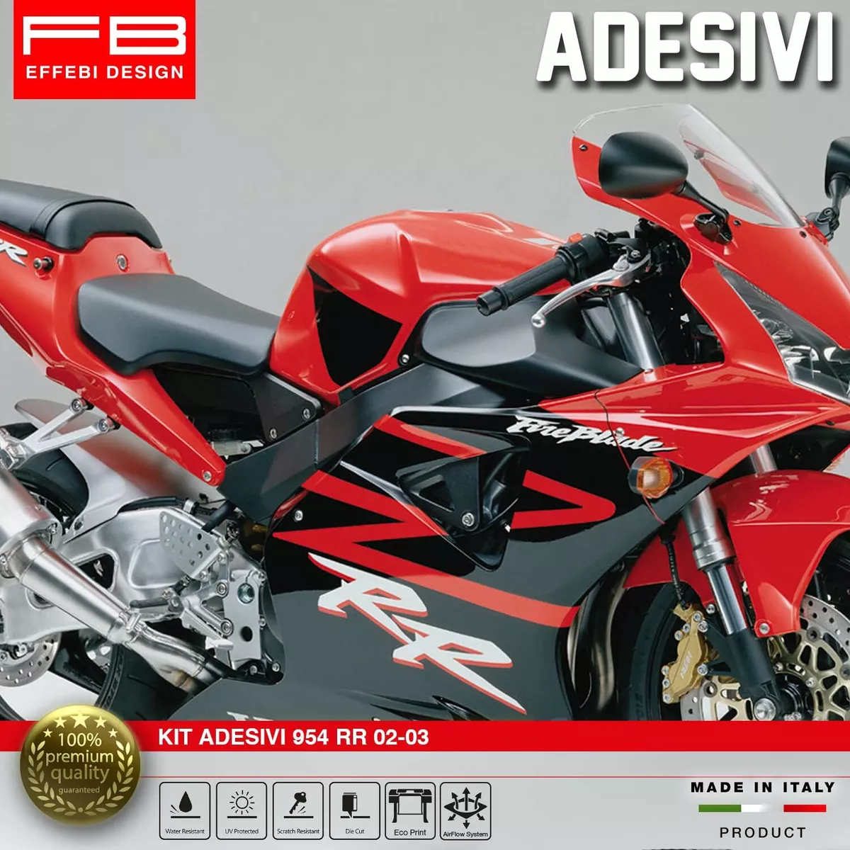 Adesivi Stickers Kit compatibile HONDA CBR 954 RR 2002 Fireblade RR alta  qualità