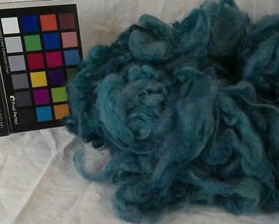 romney varigated blue teal dyed wool fiber spin weave felt fiber art