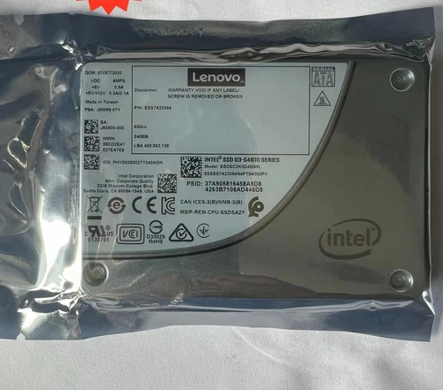 Lenovo SATA III 2.5" TLC Intel SSD S4610 U.2 3D 240GB Drive PCIe State - Picture 2 of 3