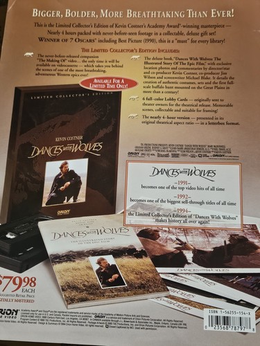 DANCES WITH WOLVES VHS Tapes Collectors Edition Set Kevin Costner *1990* - Picture 9 of 10